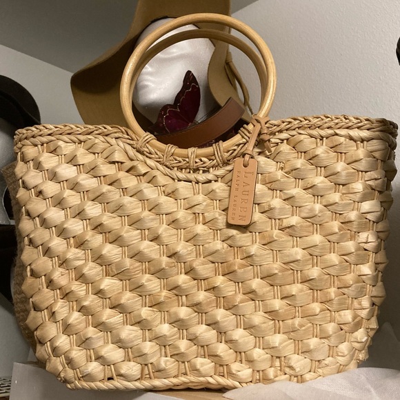 Lauren Ralph Lauren Handbags - Vintage Bamboo Top Handle Straw Tote